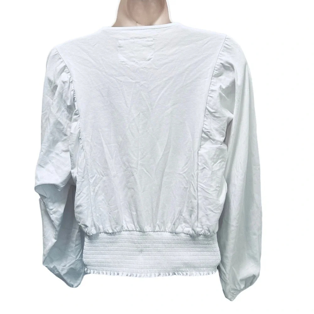 Anthropologie Maeve Blouse Michaela Surplice Smocked Top Puffed Sleeves XS